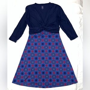 Title Nine Fit & Flare Athletic Dress Twist Knot V Neck 3/4 Sleeve Dress Size XS